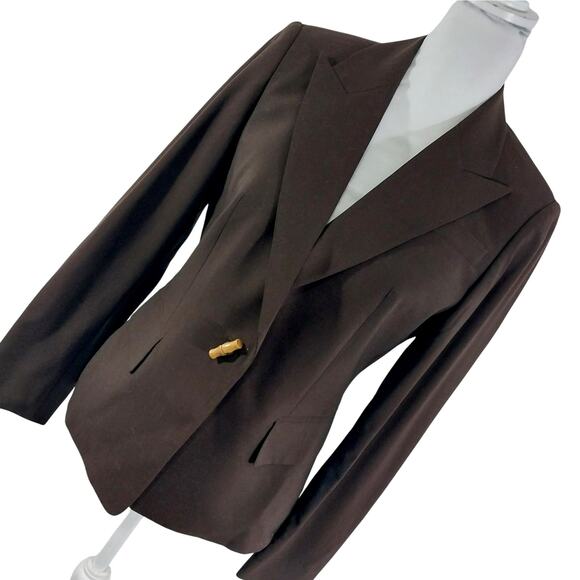MICHAEL BY MICHAEL KORS! ESPRESSO BROWN WOOL BLEND TAILORED JACKET, BLAZER! SZ 6 - Picture 10 of 10